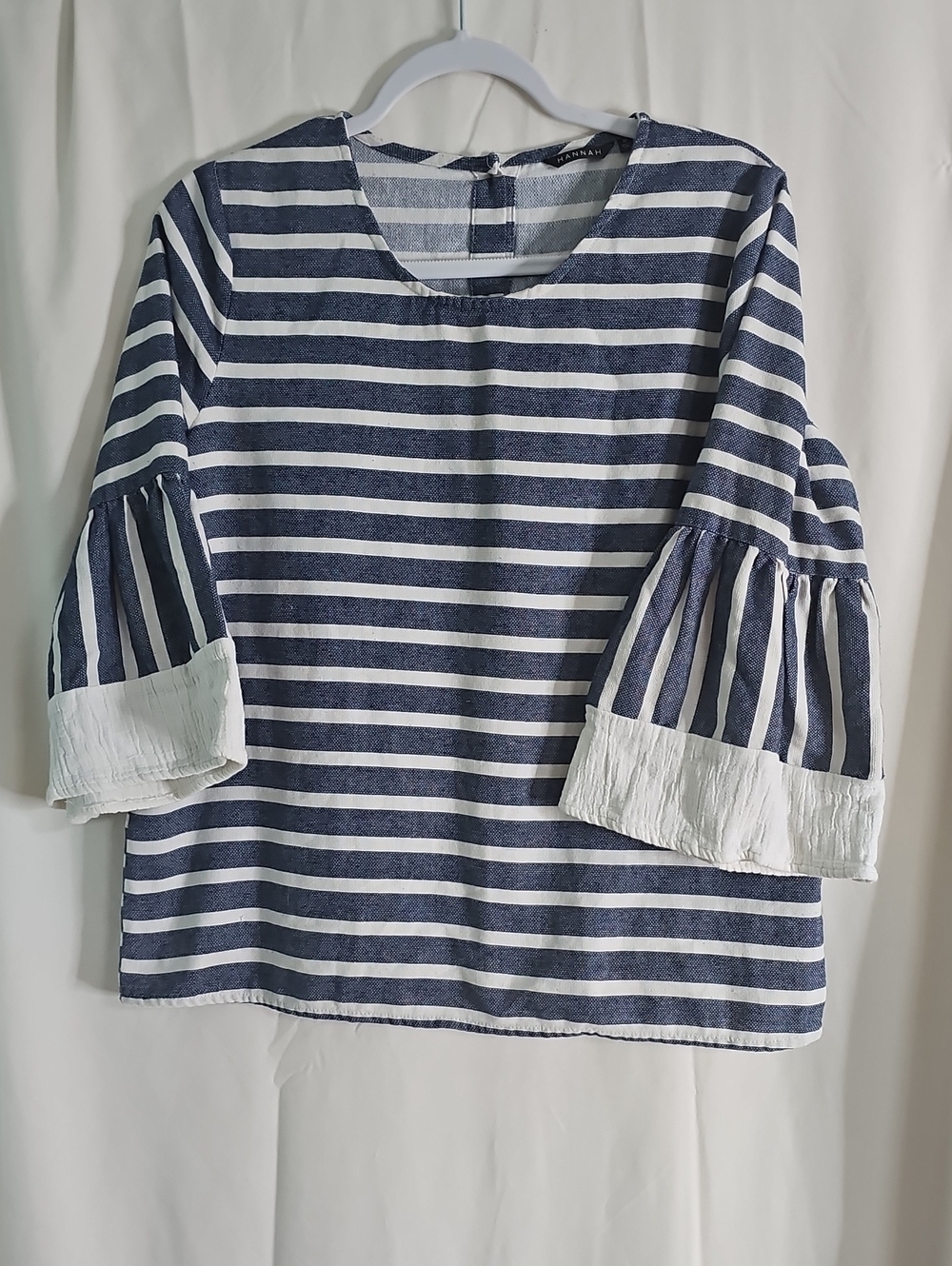 Hannah Navy and White QqHorizontal Stripe Top